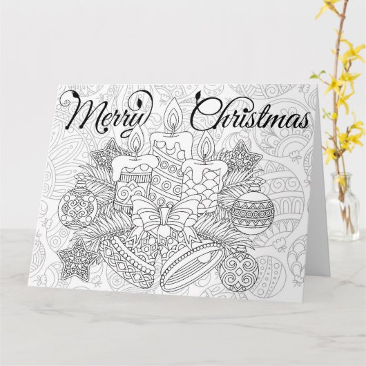 クリスマス 大人のぬりえ カード (黄色い花)