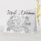 クリスマス 大人の塗り絵 カード (黄色い花)