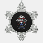 クリスマス – 大腸がん認識度シャツ スノーフレークピューターオーナメント (正面)