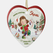クリスマス、女の子、サンタの手紙。 セラミックオーナメント (右)