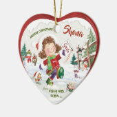 クリスマス、女の子、サンタの手紙。 セラミックオーナメント (左)