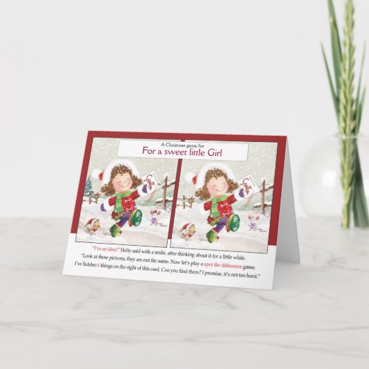 クリスマス、女の子。差異を特定する、アクティビティ カード (正面)