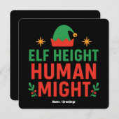 クリスマス 妖精サイズ 強い人間 面白い 背の低い人 招待状 (正面/裏面)