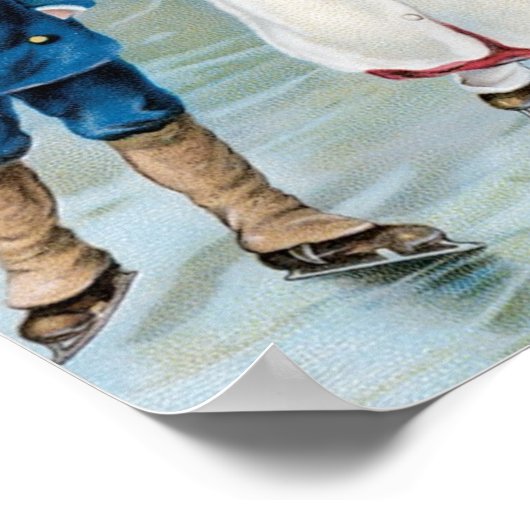 クリスマス、子供用アイススケートで滑る ポスター (角)