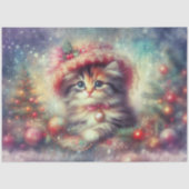 クリスマス 子猫 祝祭の冬の情景 デコパージュ 薄葉紙 (正面)