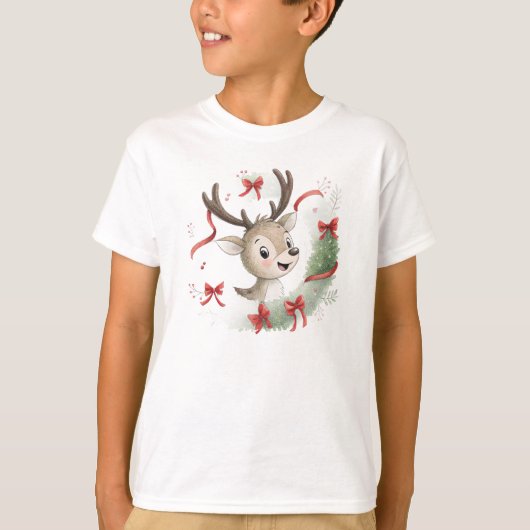 クリスマス 子鹿 Tシャツ かわいい (正面)