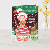 クリスマス、孫娘、カップケーキマーシー・パム カード (黄色い花)