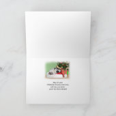 クリスマス、孫娘、睡眠猫、サンタの帽子 シーズンカード (内部)