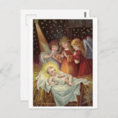 クリスマス、宗教的、ヴィンテージの休日の挨拶 ポストカード (正面/裏面)