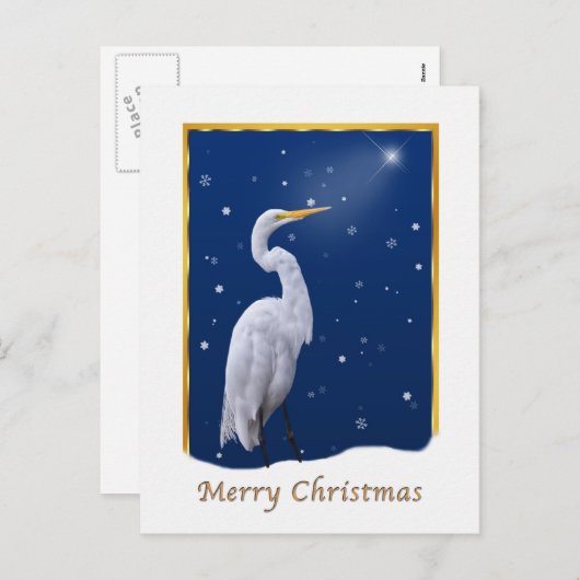 クリスマス、宗教素晴らしい白鷺の鳥 シーズンポストカード (正面/裏面)