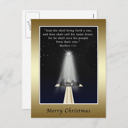 クリスマス、宗教、出生および十字 シーズンポストカード (正面/裏面)