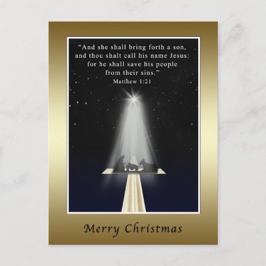 クリスマス、宗教、出生および十字 シーズンポストカード (正面)