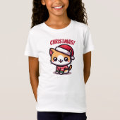 クリスマス、家族とおもしろい子猫 Tシャツ (正面)