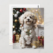 クリスマス。 家族のペット。 かわいい子犬。 ポストカード (正面/裏面)