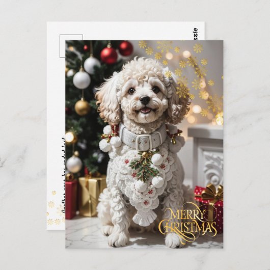 クリスマス。 家族のペット。 かわいい子犬。 ポストカード (正面/裏面)