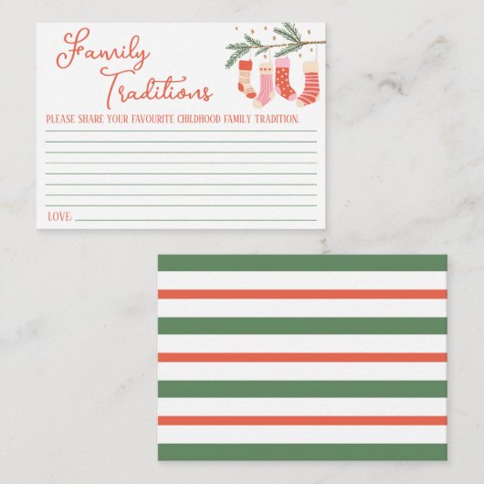 クリスマス、家族の伝統ゲーム、ベビーシャワー エンクロージャーカード (正面/裏面)