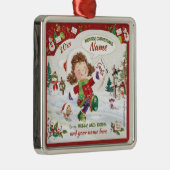 クリスマス、小さな女の子、サンタの手紙、 メタルオーナメント (右)
