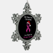 クリスマス/帽子…乳がんになりたい スノーフレークピューターオーナメント (左)