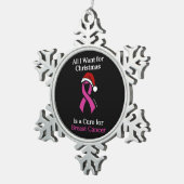 クリスマス/帽子…乳がんになりたい スノーフレークピューターオーナメント (右)