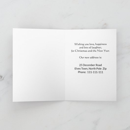 クリスマス、引っ越しました、かわいい巣箱 カード (内部)