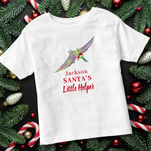 クリスマス 恐竜 パーソナライズ 男の子 名前 トドラーTシャツ