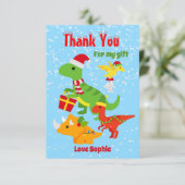 クリスマス 恐竜 子ども サンキューカード (スタンド正面)