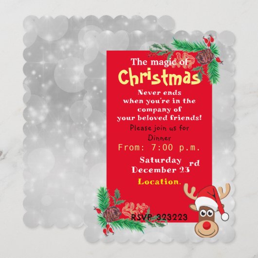 クリスマス 招待状 (正面/裏面)