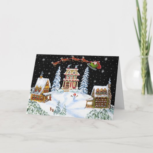 クリスマス、挨拶、カード、サンタのトナカイ、ウサギ シーズンカード (正面)