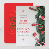 クリスマス＆新年おめでとう オーナメントカード シーズンカード (正面/裏面)