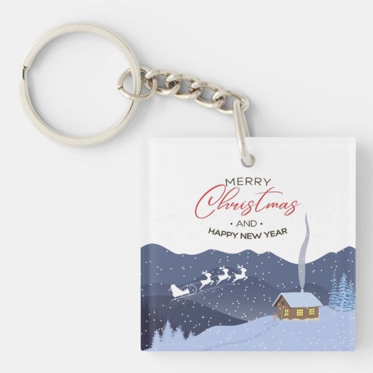 クリスマス |新年おめでとう |サンタのカスタマイズ キーホルダー (正面)
