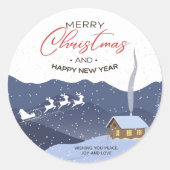クリスマス |新年おめでとう |サンタのカスタマイズ ラウンドシール (正面)