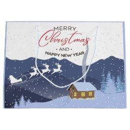 クリスマス |新年おめでとう |サンタのカスタマイズ ラージペーパーバッグ