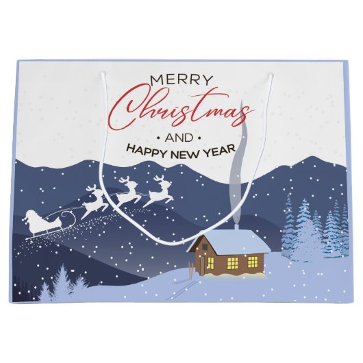 クリスマス |新年おめでとう |サンタのカスタマイズ ラージペーパーバッグ (正面)