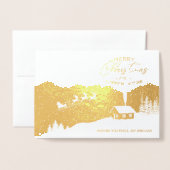 クリスマス |新年おめでとう |サンタのカスタマイズ 箔カード (封筒付き正面)