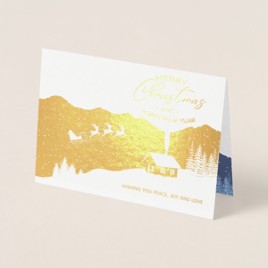 クリスマス |新年おめでとう |サンタのカスタマイズ 箔カード (正面)