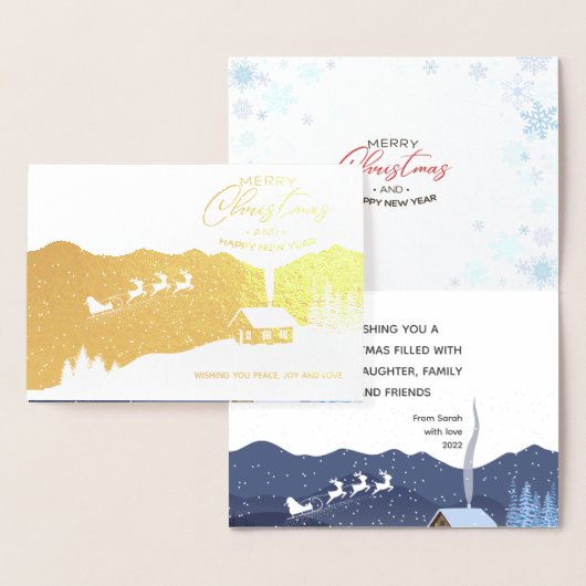 クリスマス |新年おめでとう |サンタのカスタマイズ 箔カード (ディスプレー)