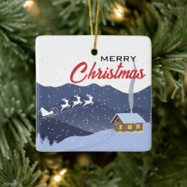 クリスマス |新年おめでとう |サンタのプレゼント セラミックオーナメント