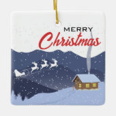 クリスマス |新年おめでとう |サンタのプレゼント セラミックオーナメント (正面)