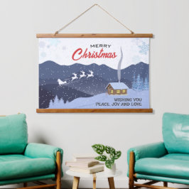 クリスマス |新年おめでとう |サンタ・ディアギフト 吊り下げ型タペストリー