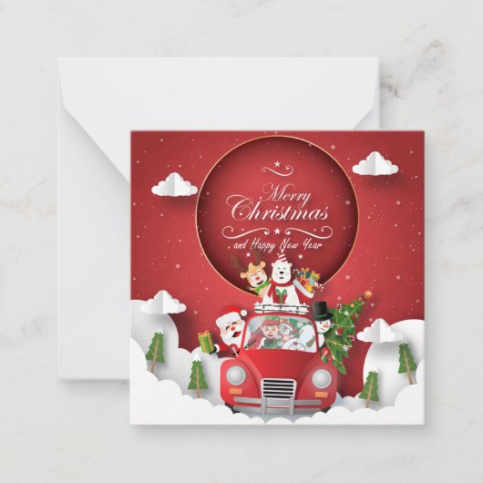 クリスマス/新年おめでとう ノートカード (正面)