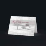 クリスマス/新年おめでとう – Horse Ranch-Winter/Snow シーズンカード<br><div class="desc">灰色と白エレガントの馬の牧場の柔らかいけれども赤のヒントをイメージ。他のカテゴリと同じイメージを表示</div>