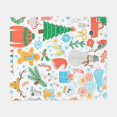 クリスマス、新年のアイコンセット。冬休みビント フリースブランケット (正面(横))