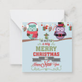 クリスマス/新年の幸せなフクロウ ノートカード (裏面)