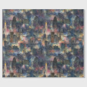 クリスマス&新年の水彩画のシカゴ ラッピングペーパー (フラット)