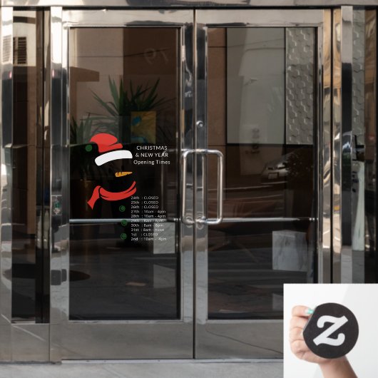 クリスマス&新年の開会時間サンタ雪だるま ウィンドウサイン (オフィスドア)