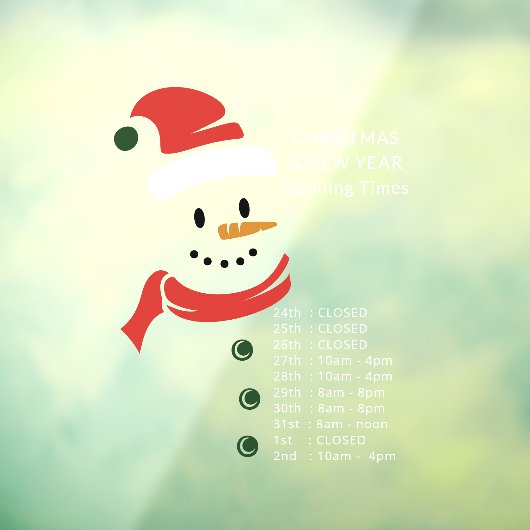 クリスマス&新年の開会時間サンタ雪だるま ウィンドウサイン (シート3)