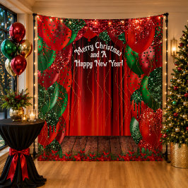 クリスマス+新年パーティーの写真背景 タペストリー