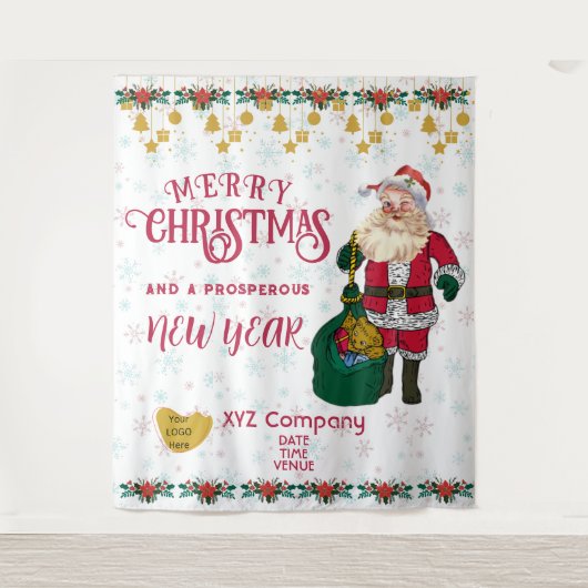 クリスマス＆新年企業ロゴ タペストリー (正面)