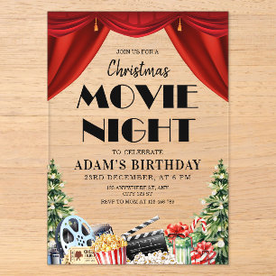 クリスマス 映画の夜 誕生日 アウトドア バックヤード アクリル招待状