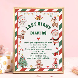 クリスマス「昨夜おむつ」ベビーシャワーゲームカード ポスター